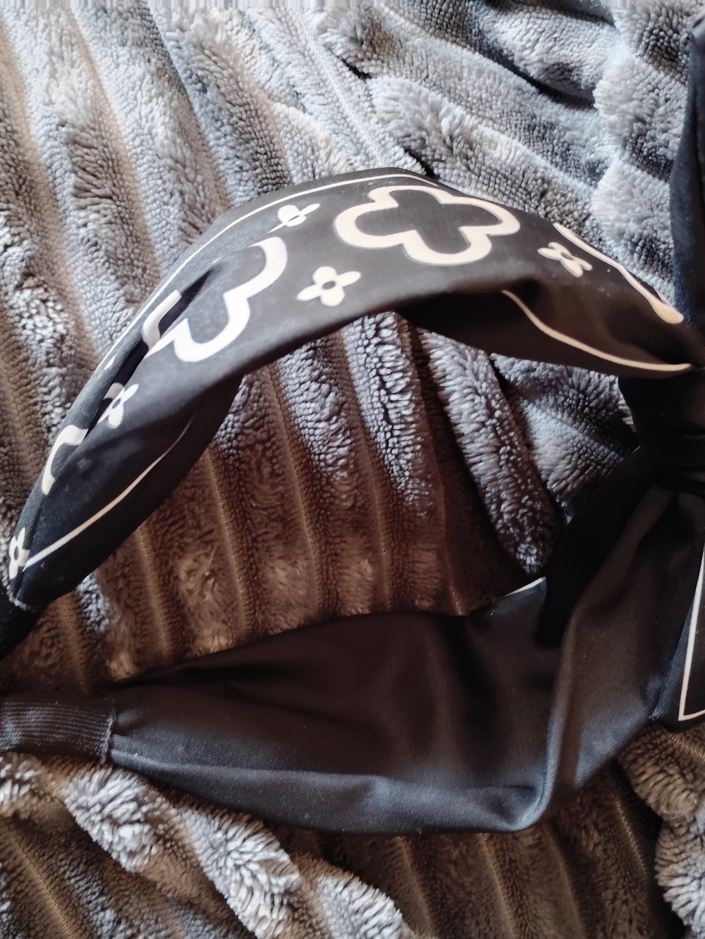 Black Printed Headband Scarf for Women